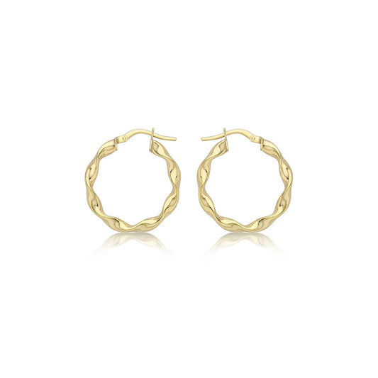 9ct Yellow Gold 22.5mm Twist Hoop Creole Earrings