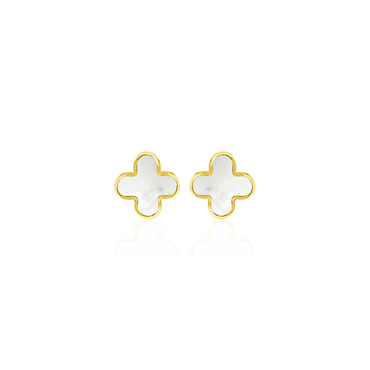 9ct Yellow Gold Mother of Pearl Petal Stud Earrings