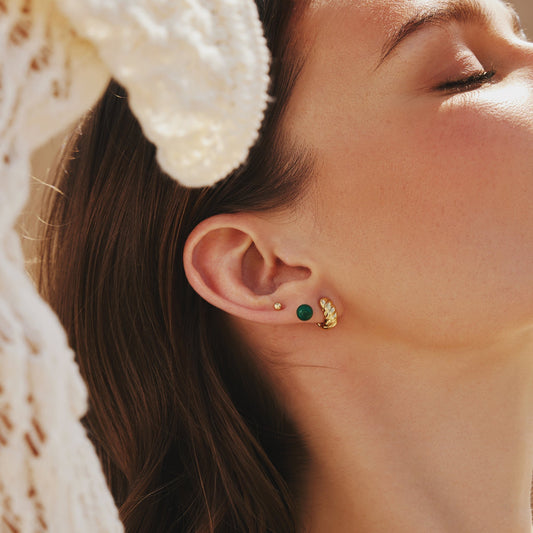 Ania Haie Gold Malachite Sphere Stud Earrings