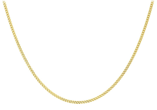 9ct Yellow Gold 30 Diamond Cut Adjustable Curb Chain 41cm-46cm