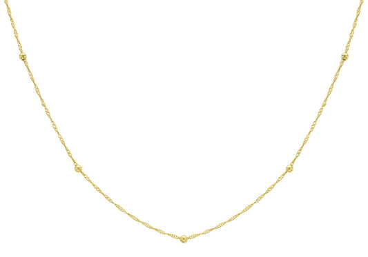 9ct Yellow Gold Solid Ball Twist Necklace 45cm