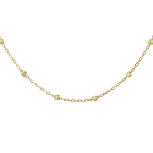 9ct Yellow Gold Trace & Ball Chain Necklace 45cm
