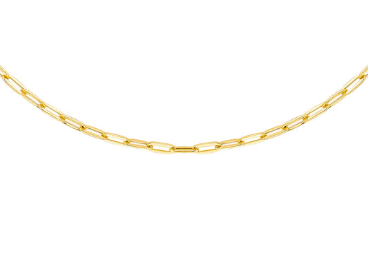 9ct Yellow Gold Paper Chain Necklace 45 cm
