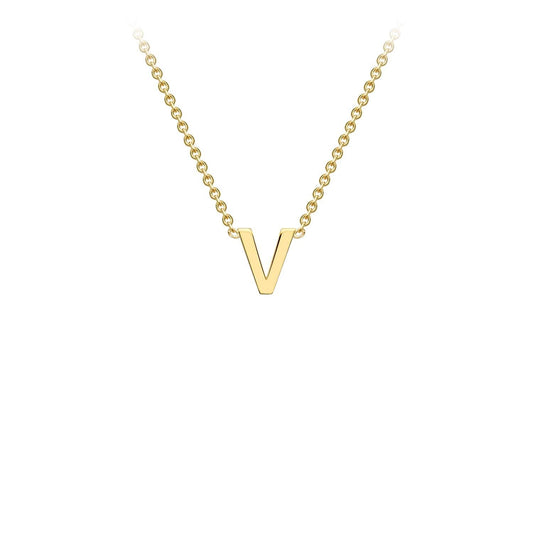 9ct Yellow Gold 'V' Initial Adjustable Letter Necklace 38/43cm