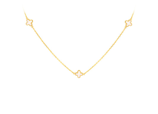 9ct Yellow Gold 3 Mother-of-Pearl Petal Necklace 40-42.5 cm