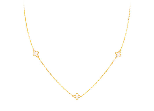 9ct Yellow Gold 3 Mother-of-Pearl Petal Necklace 40-42.5 cm