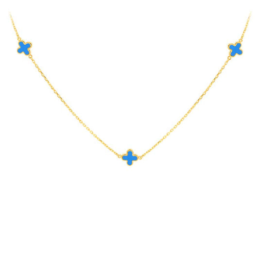 9ct Yellow Gold Turquoise Petal Necklace 41+2.5cm