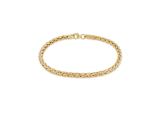 9ct Yellow Gold Wheat Link Bracelet 19 cm