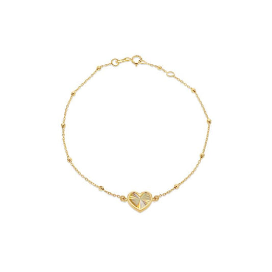9ct Yellow Gold Rainbow Heart Bracelet 19cm