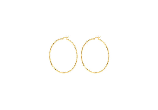 9ct Yellow Gold Diamond Cut Hoop Earrings 42mm