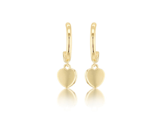 9ct Yellow Gold Heart Drop Earring