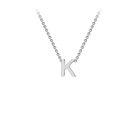 9ct White Gold 'K' Initial Adjustable Letter Necklace 38/43cm