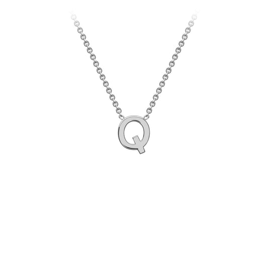 9ct White Gold 'Q' Initial Adjustable Letter Necklace 38/43cm