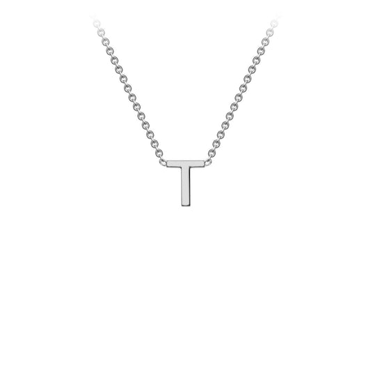 9ct White Gold 'T' Initial Adjustable Letter Necklace 38/43cm