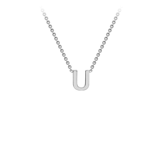 9ct White Gold 'U' Initial Adjustable Letter Necklace 38/43cm
