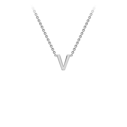 9ct White Gold 'V' Initial Adjustable Letter Necklace 38/43cm