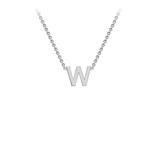 9ct White Gold 'W' Initial Adjustable Letter Necklace 38/43cm