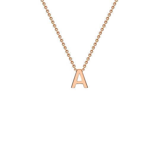 9ct Rose Gold 'A' Initial Adjustable Letter Necklace 38/43cm