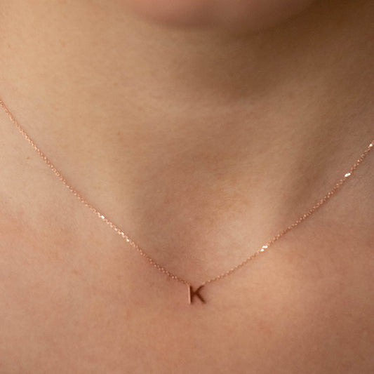 9ct Rose Gold 'K' Initial Adjustable Letter Necklace 38/43cm