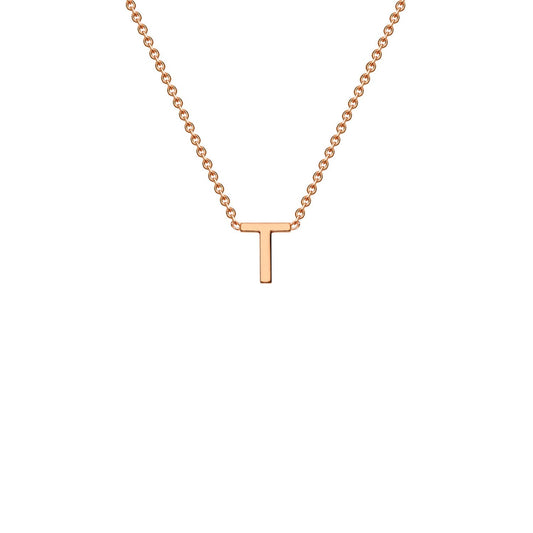 9ct Rose Gold 'T' Initial Adjustable Letter Necklace 38/43cm