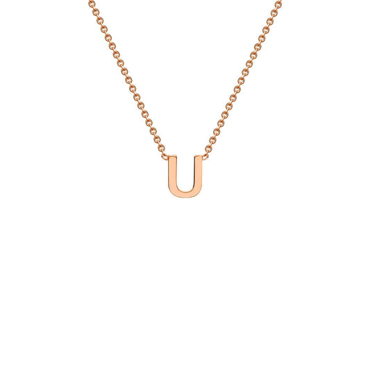 9ct Rose Gold 'U' Initial Adjustable Letter Necklace 38/43cm
