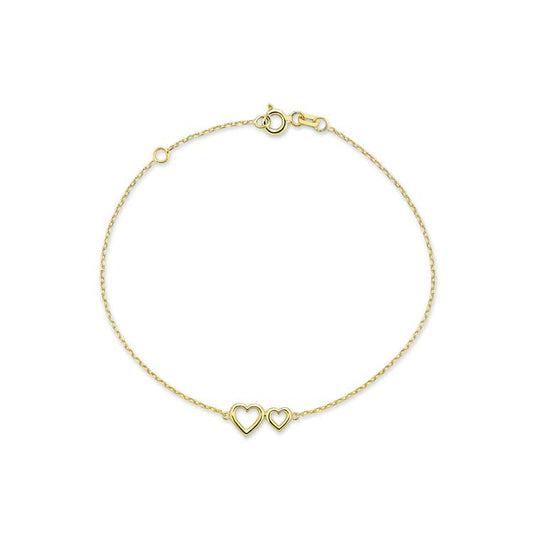 9ct Yellow Gold Petite Hearts Bracelet 17-19cm