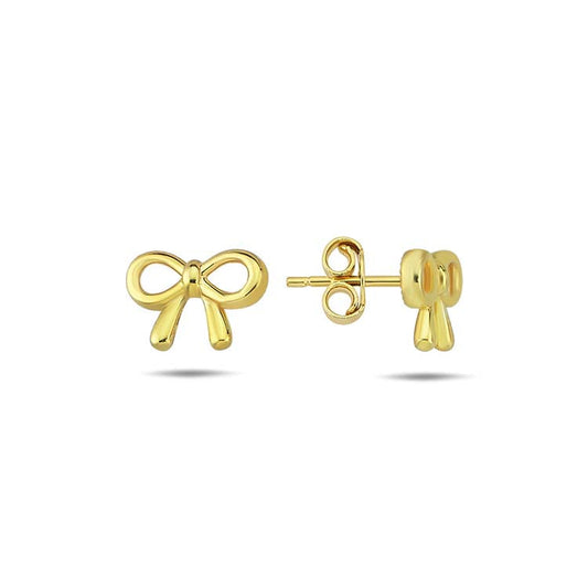 9ct Yellow Gold Bow Stud Earrings