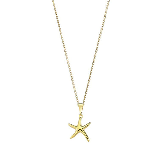 9ct Yellow Gold Starfish Necklace 40-45cm