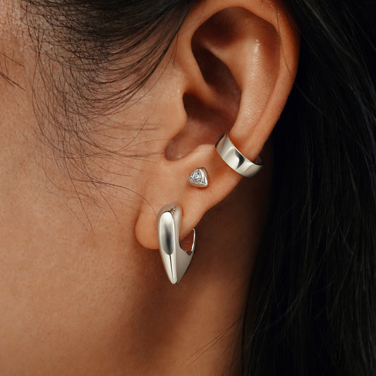 Ania Haie Silver Puffy Shield Huggie Hoop Earrings