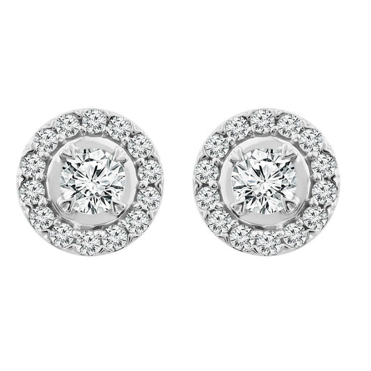 9ct White Gold 0.25ct Diamond Halo Stud Earrings