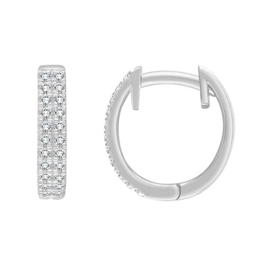 0.25ct Diamond Double Row Huggie in 9ct White Gold