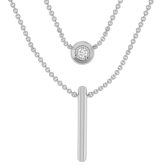 9ct White Gold 0.10ct Diamond Double Layer Necklace