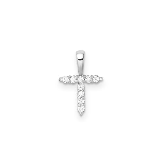 0.09ct Lab Grown Diamond Initial T Pendant in 9ct White Gold