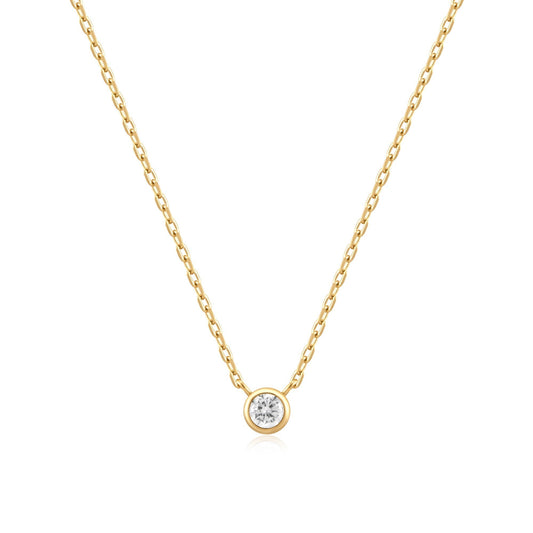 Ania Haie Gold Round Solitaire Cubic Zirconia Necklace