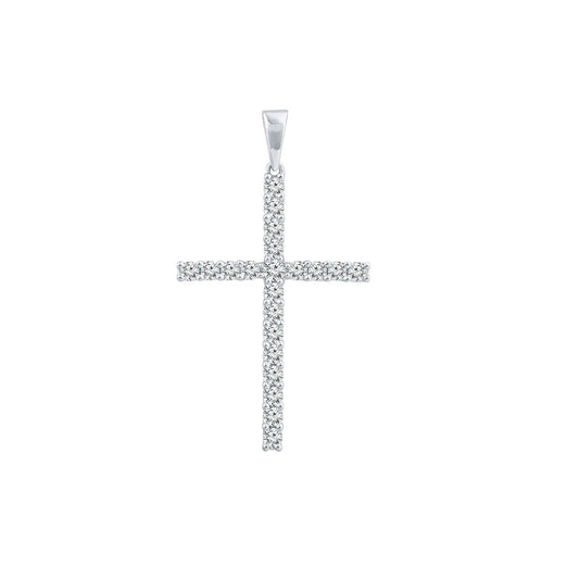 9ct White Gold 0.50ct Diamond Cross Pendant