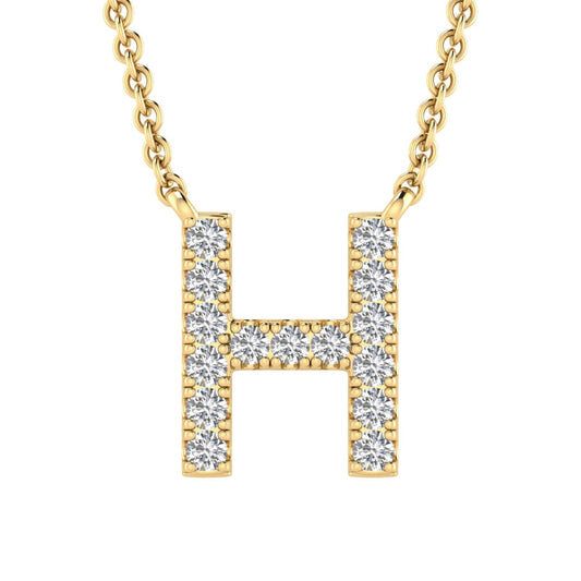 9ct Yellow Gold Diamond Initial 'H' Necklace