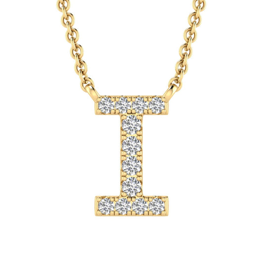 9ct Yellow Gold Diamond Initial 'I' Necklace