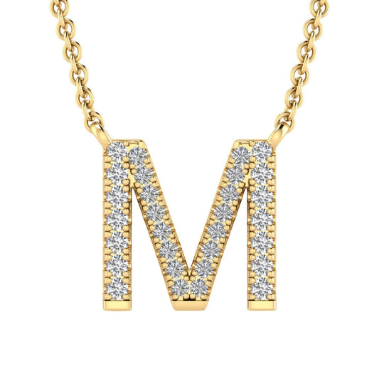 9ct Yellow Gold Diamond Initial 'M' Necklace