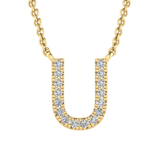 9ct Yellow Gold Diamond Initial 'U' Necklace