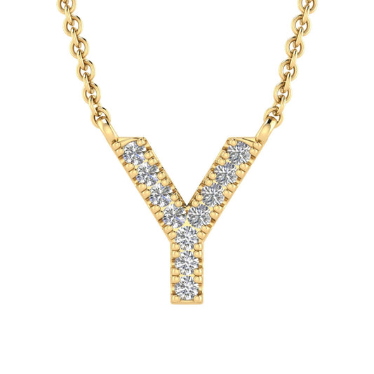 9ct Yellow Gold Diamond Initial 'Y' Necklace
