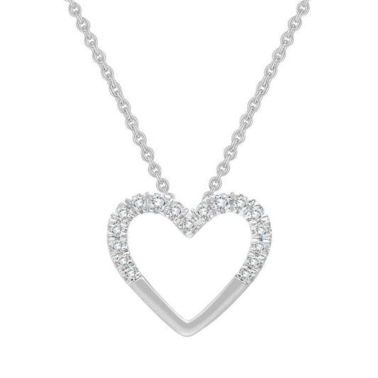 0.08ct Half Diamond Heart Necklace 45cm in 9ct White Gold