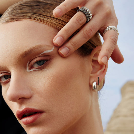 Ania Haie Silver Sparkling Puffy Spike Ring
